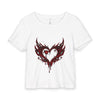 Gothic Winged Heart Baby Tee: Red Tribal Heart Graphic Shirt - White