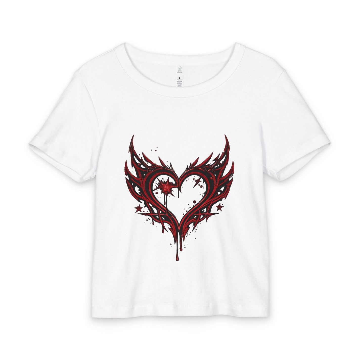 Gothic Winged Heart Baby Tee: Red Tribal Heart Graphic Shirt