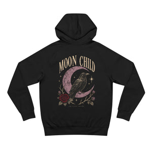 Moon Child Hoodie — Mystical Crow & Crescent Moon Graphic Hoodie