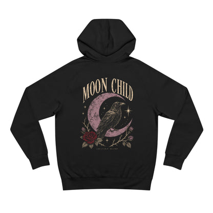 Moon Child Hoodie — Mystical Crow & Crescent Moon Graphic Hoodie