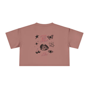 Butterfly Crop Tee: Grunge Red Butterfly Graphic Women's Crop Top