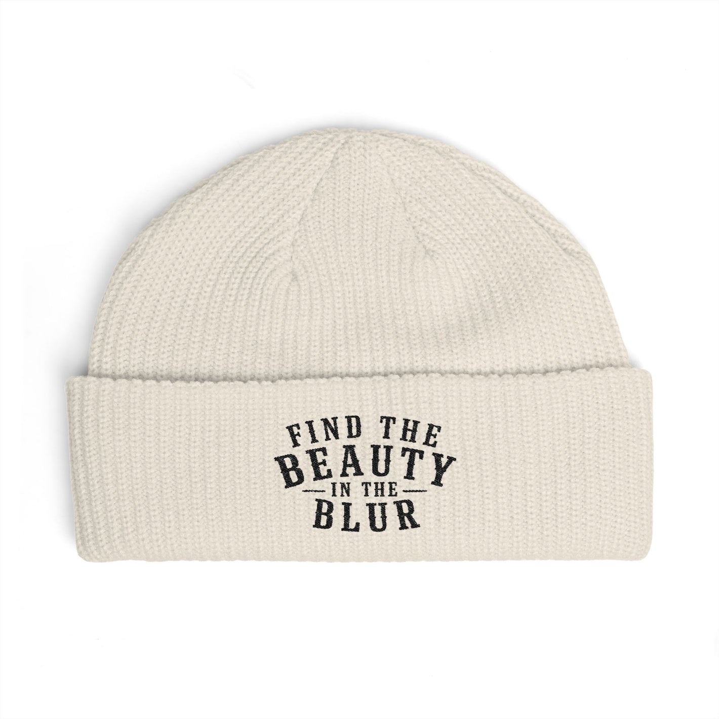 "Find the Beauty in the Blur" Light Embroidered Knit Beanie