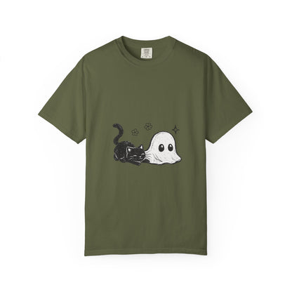 Ghost Cat T-Shirt — Cute Black Cat & Ghost Graphic Tee