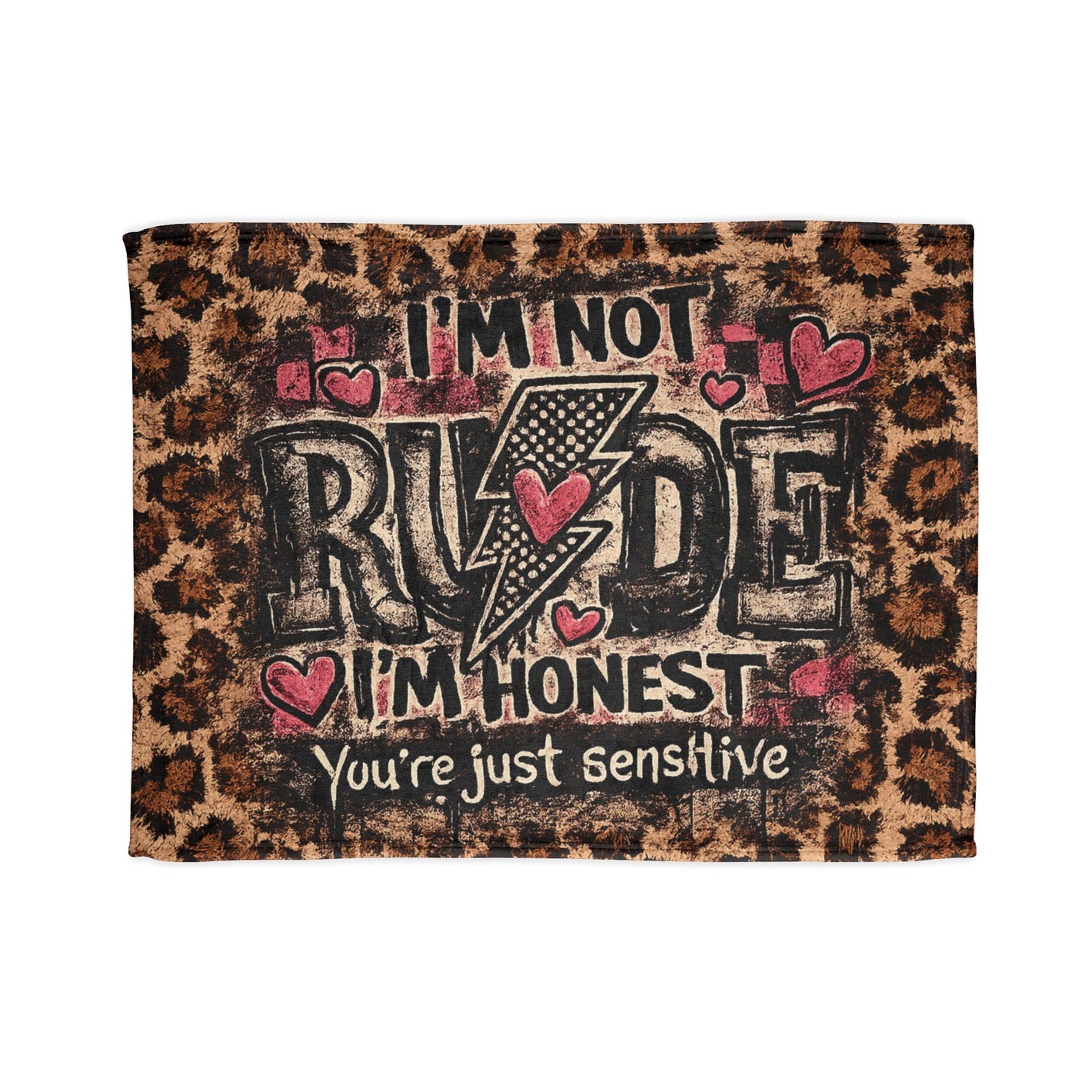 Leopard 'I'm Not Rude I'm Honest' Cozy Throw Blanket
