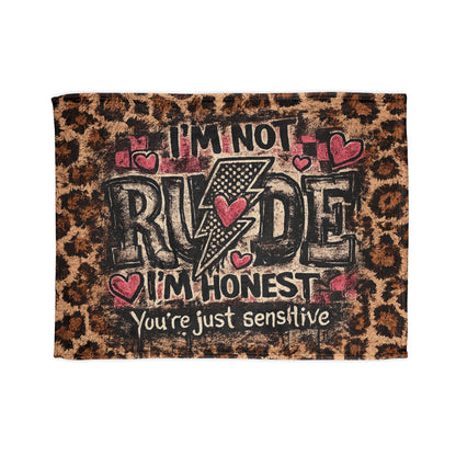 Leopard 'I'm Not Rude I'm Honest' Cozy Throw Blanket