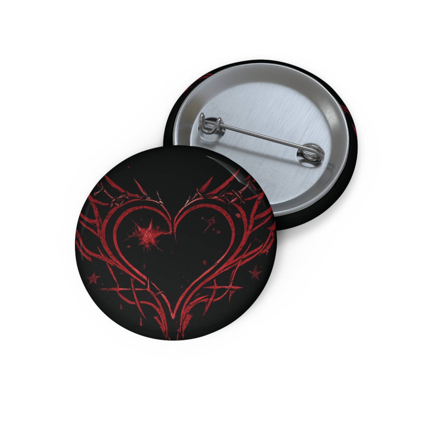 Red Tribal Heart Pin Button — Gothic Heart Accessory