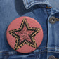 Vintage Pink Star Pin Button – Retro Grunge Badge for Jackets & Bags