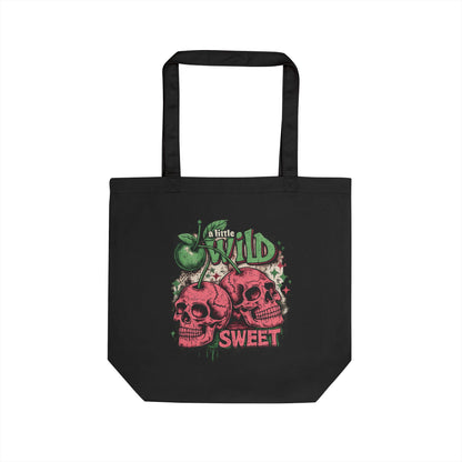 Eco Tote Bag - 'A Little Wild Sweet' Skull Graphic Tote (Kiss & Crash Logo)