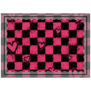 Pink & Black Checker Heart Throw Pillow, Grunge Valentine Cushion
