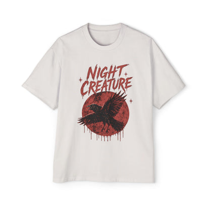 Night Creature Tee — Raven Graphic Men's Oversized T‑Shirt