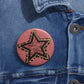 Vintage Pink Star Pin Button – Retro Grunge Badge for Jackets & Bags