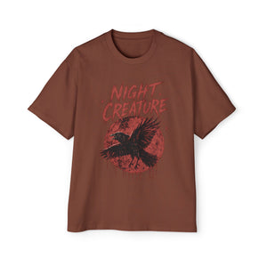 Night Creature Tee — Raven Graphic Men's Oversized T‑Shirt