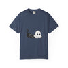 Ghost Cat T-Shirt: Cute Black Cat & Ghost Graphic Tee - Midnight