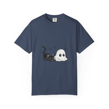 Ghost Cat T-Shirt — Cute Black Cat & Ghost Graphic Tee