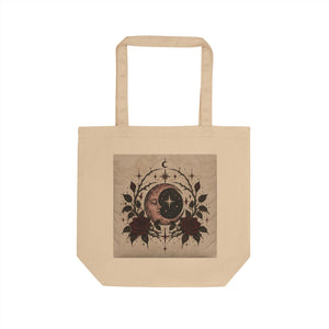 Celestial Moon & Roses Tote Bag — Boho Zodiac Eco Tote