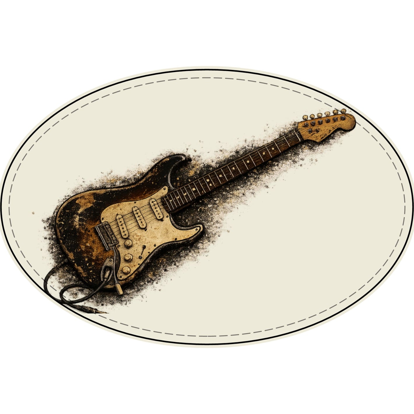 Engraved Faux Leather Guitar Patch - Vintage Electric Oval Patch