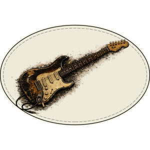 Engraved Faux Leather Guitar Patch - Vintage Electric Oval Patch
