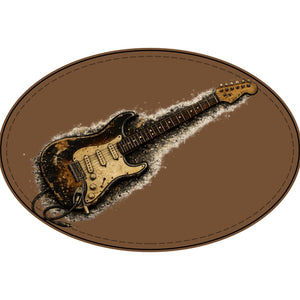 Engraved Faux Leather Guitar Patch - Vintage Electric Oval Patch