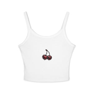 Cherry Graphic Crop Tank with Spaghetti Straps