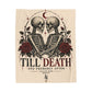 Till Death Velveteen Plush Blanket — Gothic Skeleton Couple with Roses
