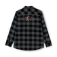 Black Plaid Flannel Shirt — Distressed Western Star Back Print