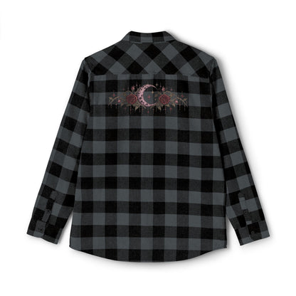 Black Plaid Flannel Shirt — Distressed Western Star Back Print