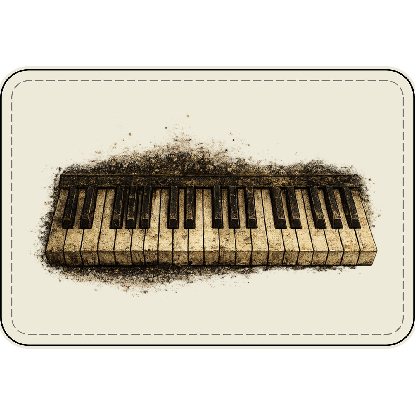 Piano Keys Faux Leather Patch — Engraved Vintage Keyboard Design