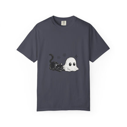 Ghost Cat T-Shirt — Cute Black Cat & Ghost Graphic Tee