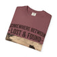 Somewhere Between Lost & Found Vintage Road Sign Graphic T-Shirt