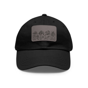 Leather Patch Dad Hat — Vintage Wildflower Sketch Cap