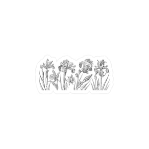 Floral Iris Vinyl Decal — Kiss-Cut Black & White Botanical Sticker