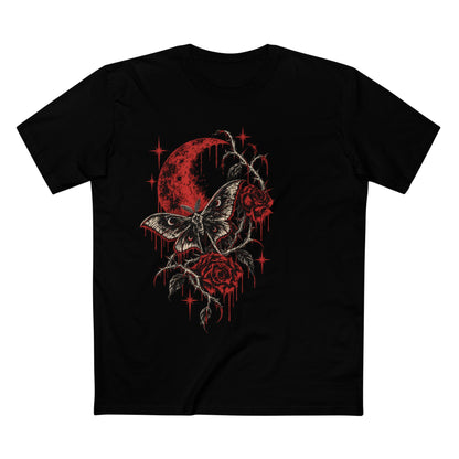 Gothic Moth & Rose Tee — Red Moon Horror Graphic T-Shirt